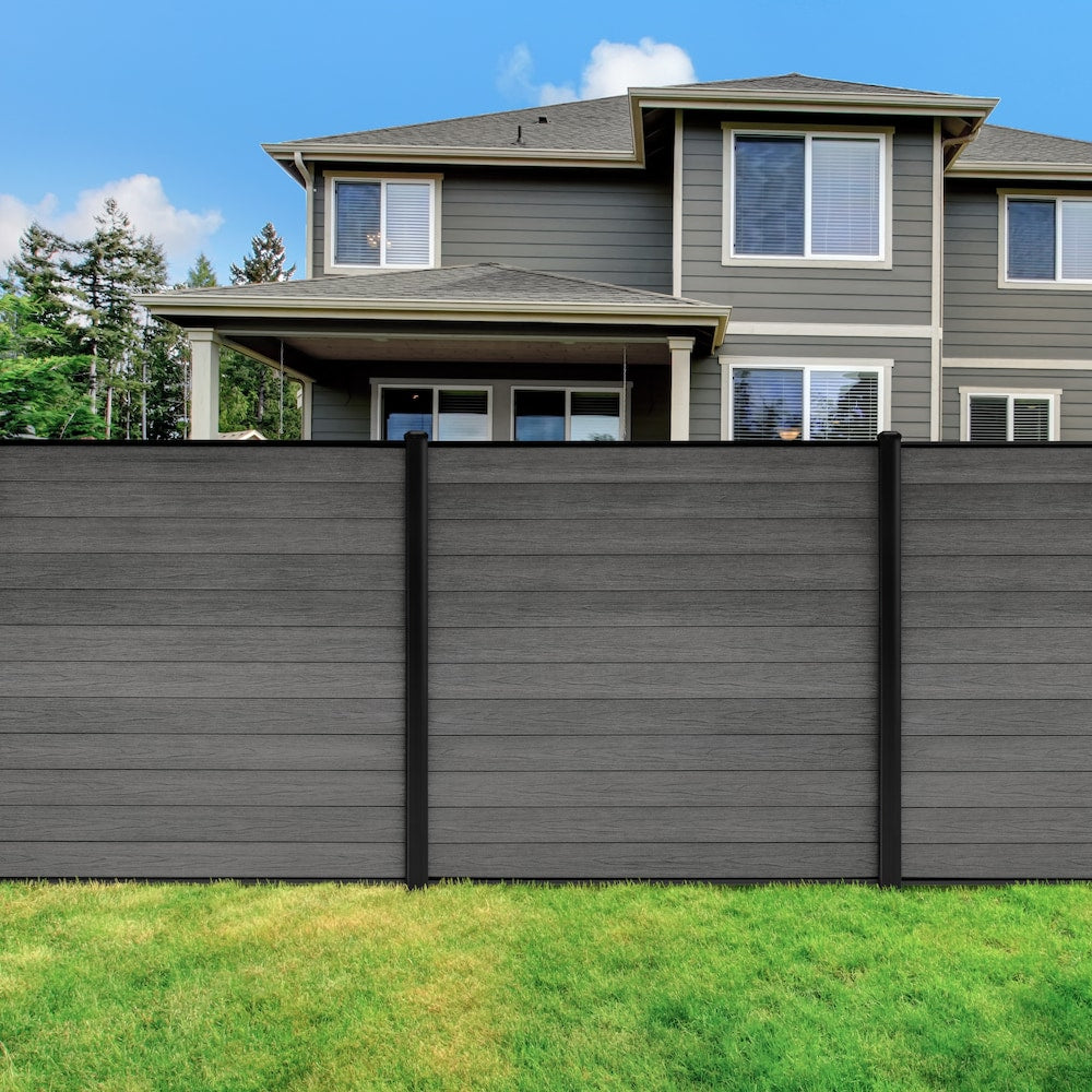 8' Composite Fence Series Aluminum In-Ground Fence Post Black