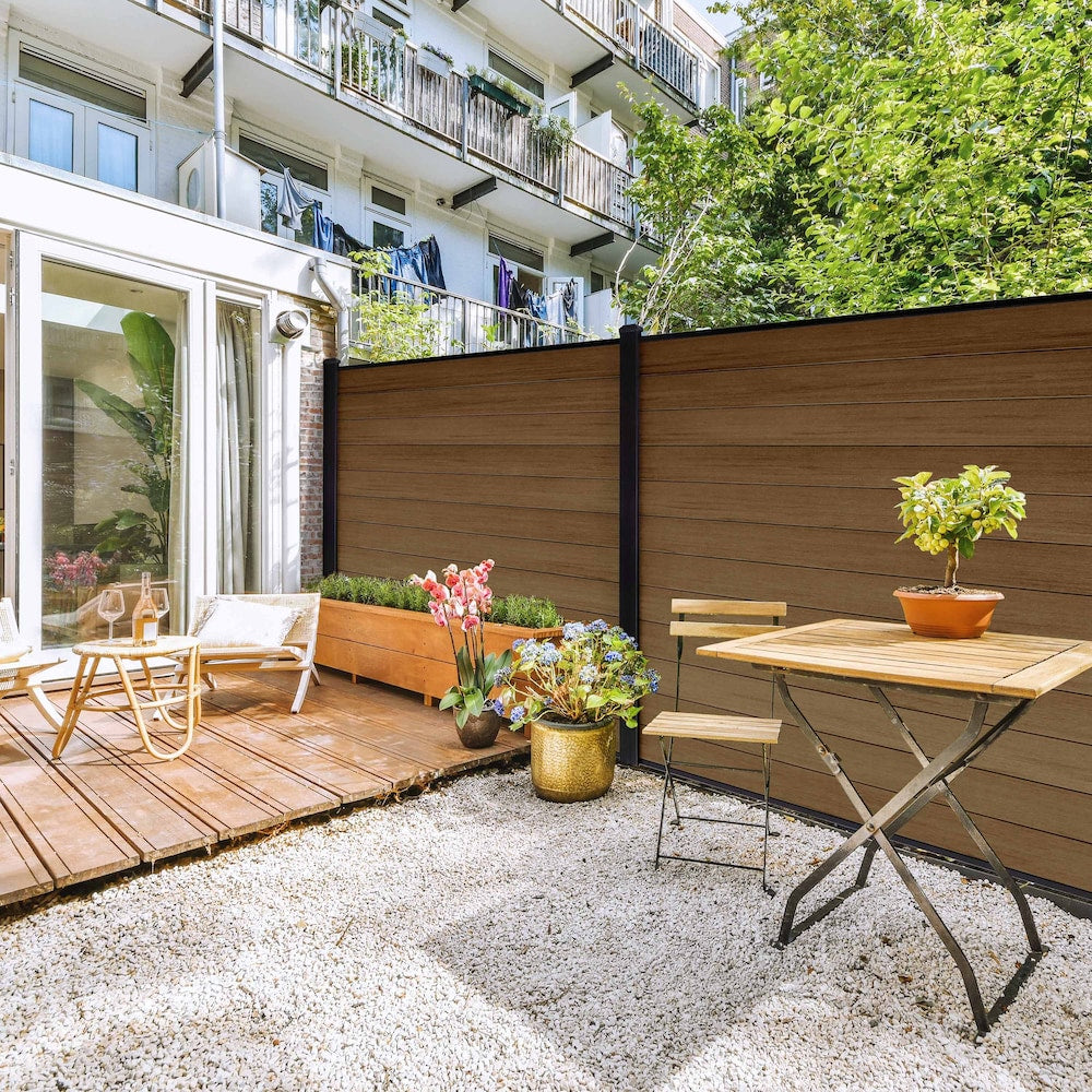 8' Composite Fence Series Aluminum In-Ground Fence Post Black