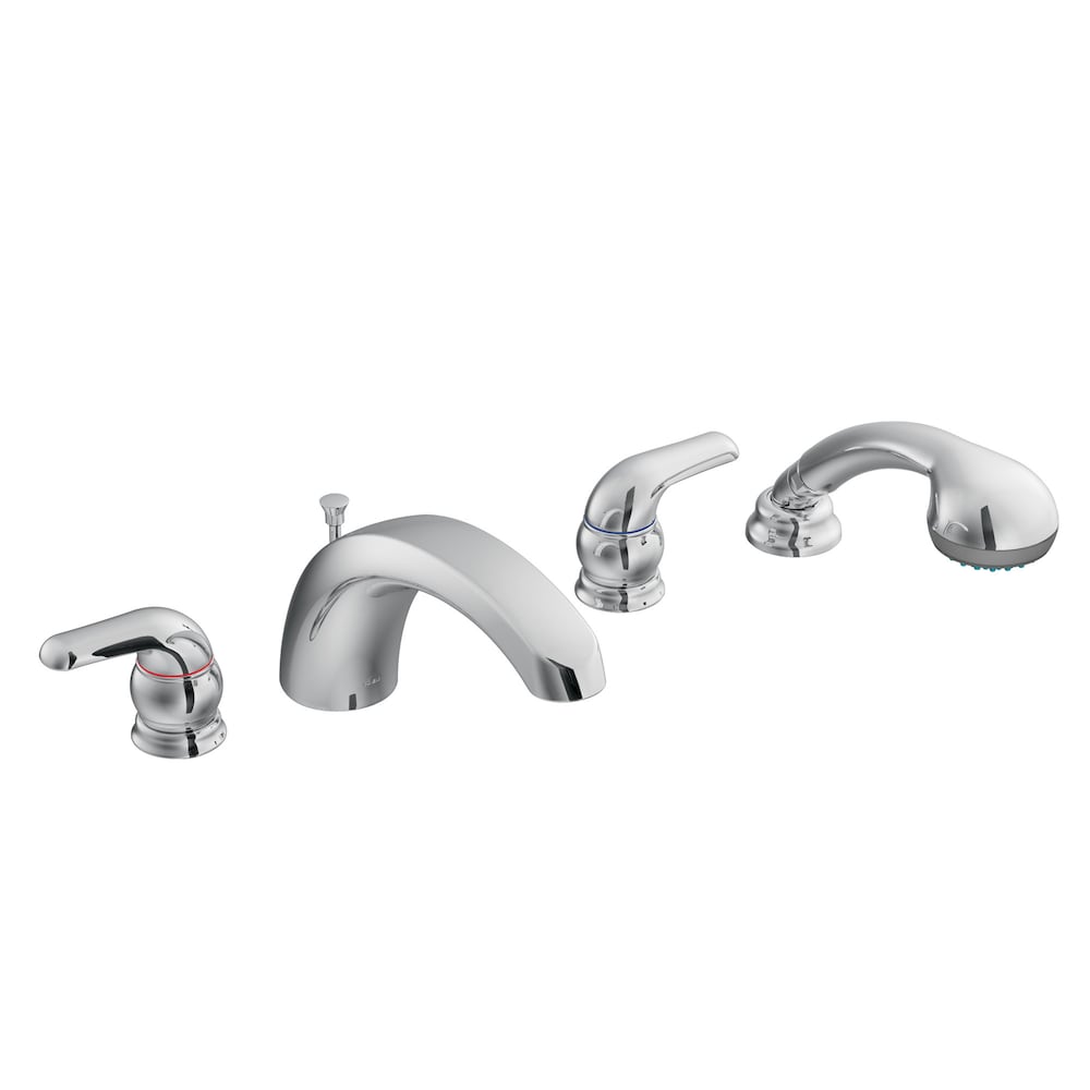 Adler Two-Handle Roman Tub Faucet with side spray in Chrome (Valve Included)