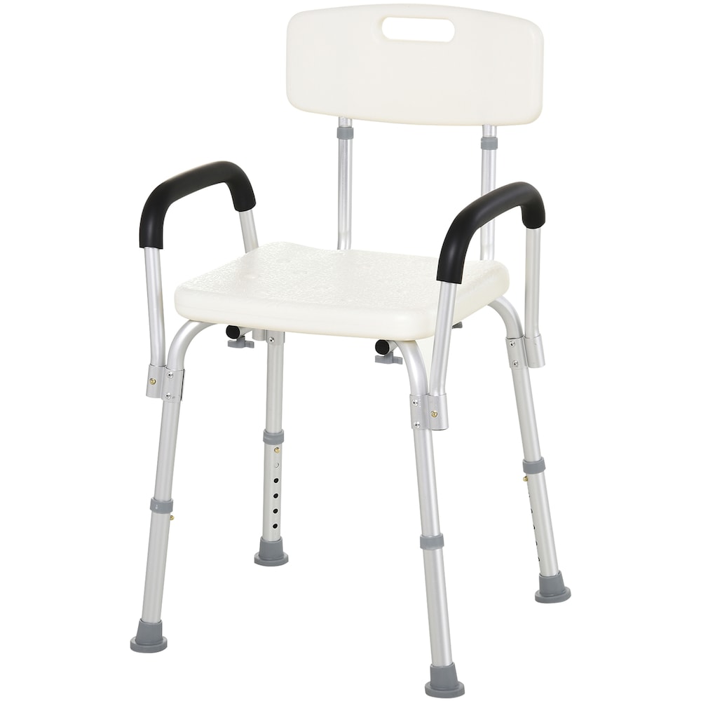 Adjustable Medical Shower Chair Quick Release Bathtub with Arm Backrest in White