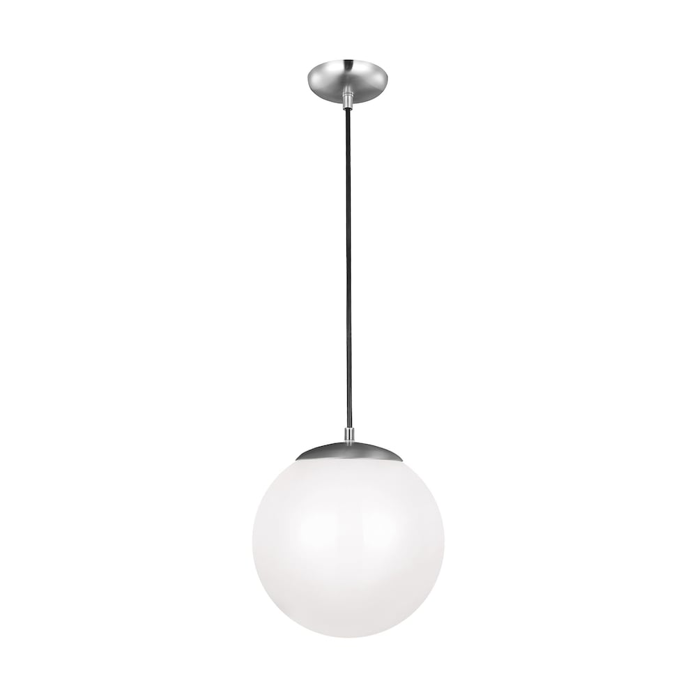 Leo - Hanging Globe 150w. 1-Light Satin Aluminum Pendant