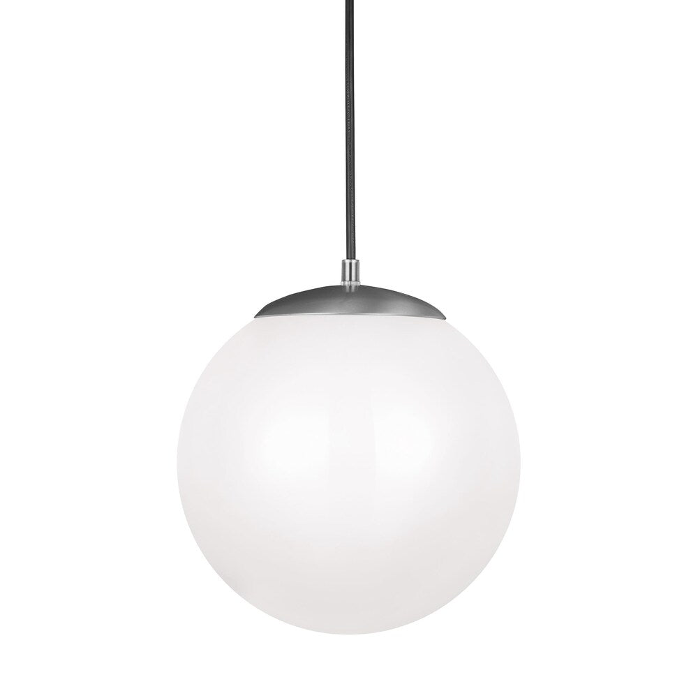 Leo - Hanging Globe 150w. 1-Light Satin Aluminum Pendant