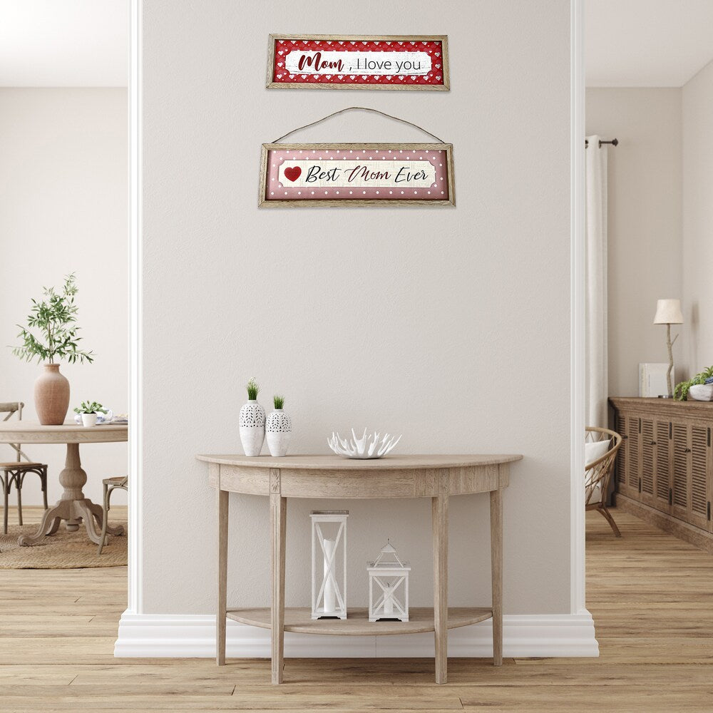 Cintres en bois encadrés « Maman » assortis - Lot de 2