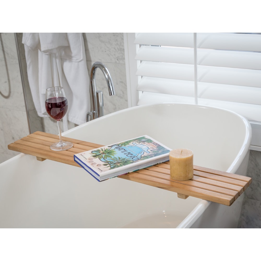 Fiji 34.50 inch Bathtub Seat Caddy with 5 Slats in Natural Teak