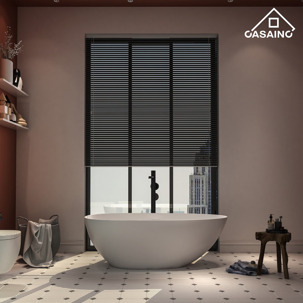 Solid Surface 59 inch Free-Standing Oval Bathtub with Centre Drain in Matte White