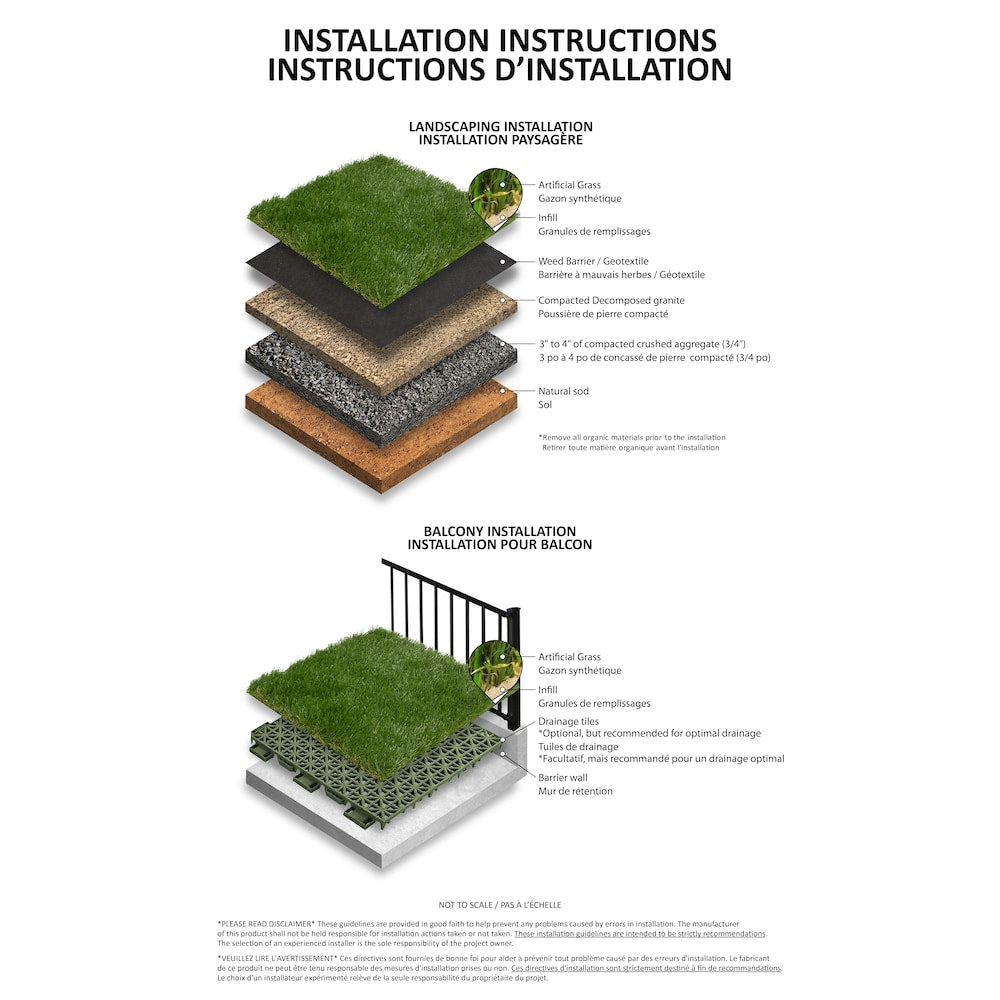 Tapis de gazon artificiel vert prédécoupé Urban Garden de 30 mm, 3,74 pi x 8,66 pi