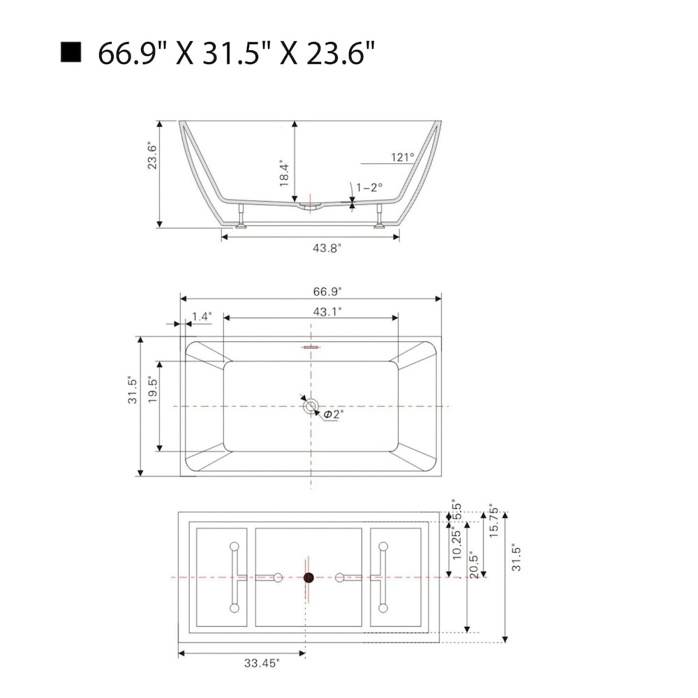 Montpellier 5.6-ft. Acrylic Freestanding Oval Soaker Bathtub with Centre Drain in White/Matte Black