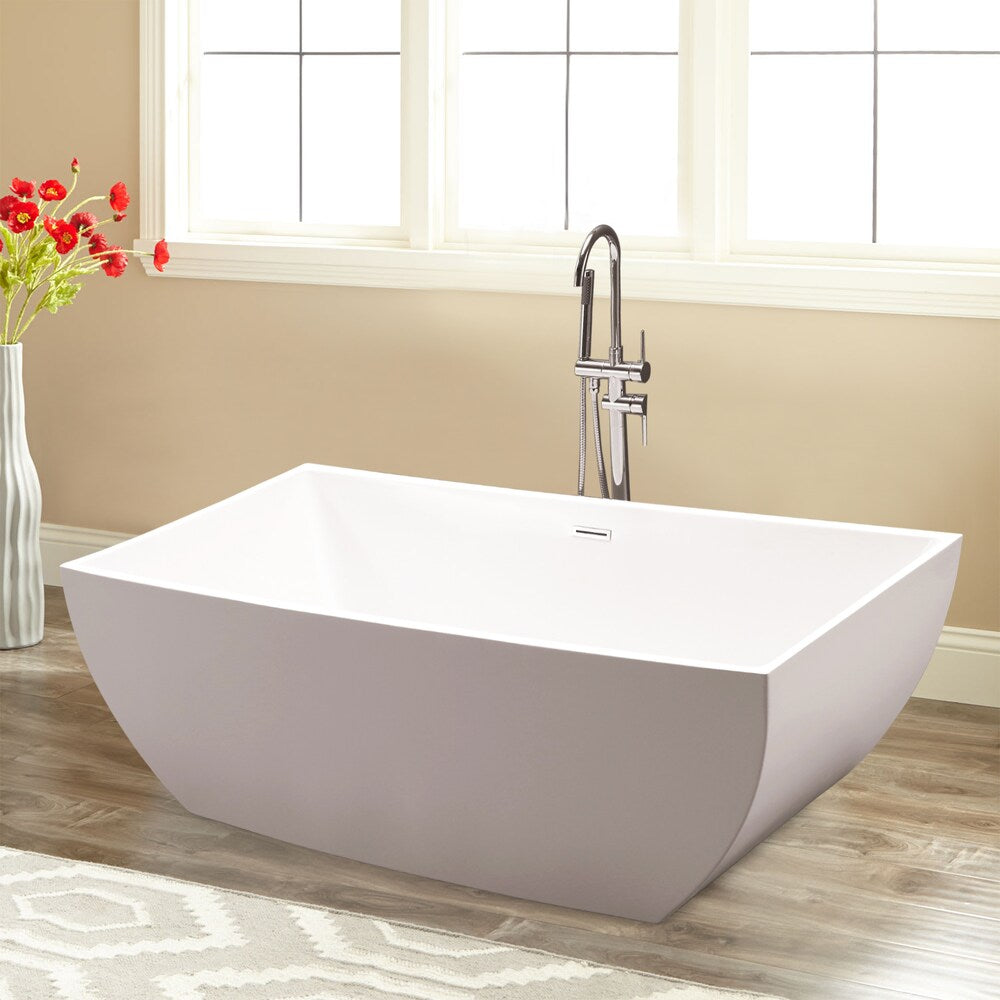 Montpellier 5.6-ft. Acrylic Freestanding Oval Soaker Bathtub Centre Drain White/Polished Chrome
