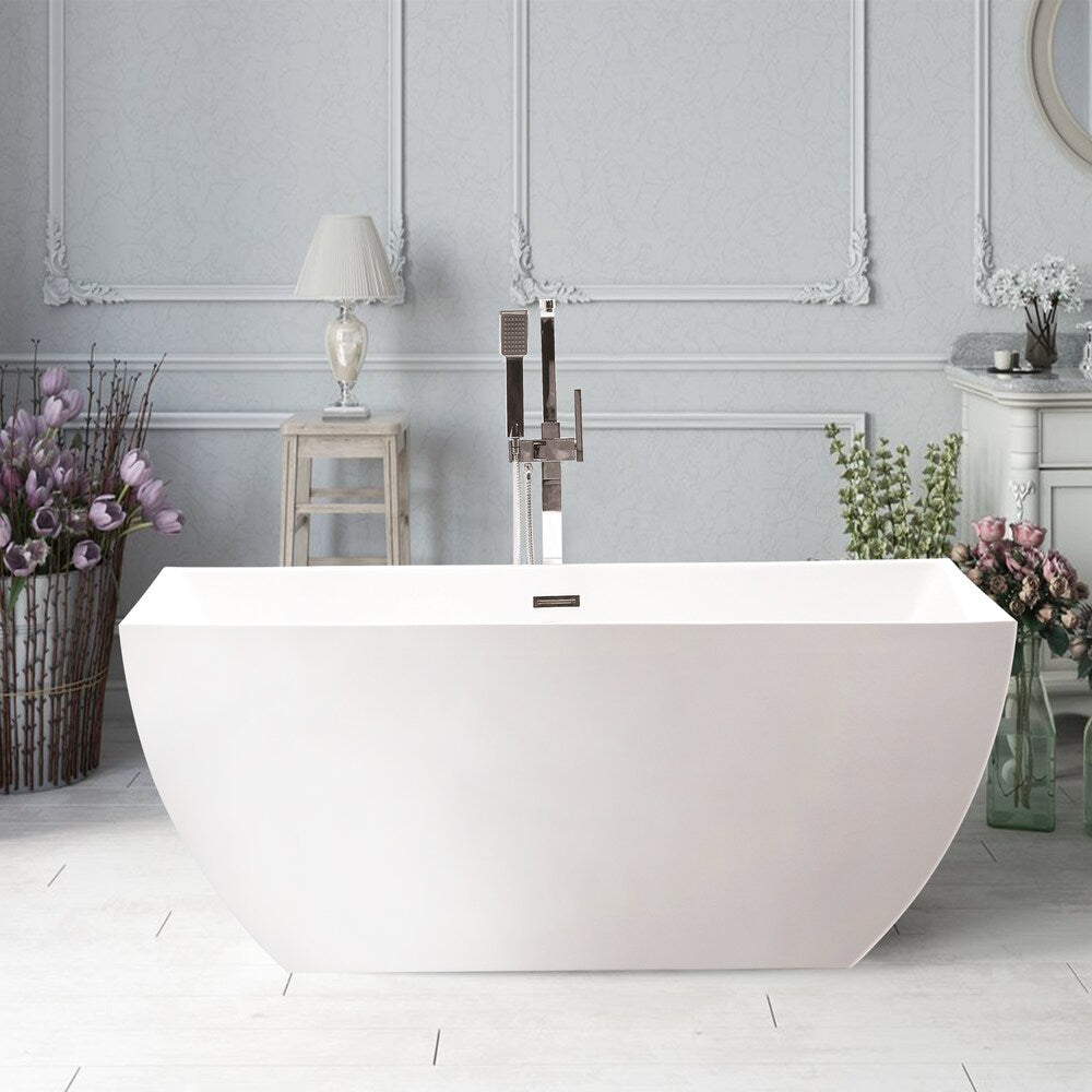 Montpellier 5.6-ft. Acrylic Freestanding Oval Soaker Bathtub Centre Drain White/Polished Chrome