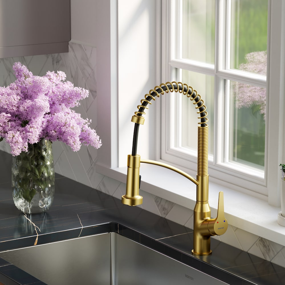 Scottsdale Single-Handle Pull-Down Sprayer Kitchen Faucet in Brushed Gold