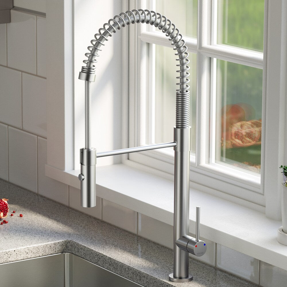 Bluffton Single-Handle Pull-Down Sprayer Kitchen Faucet in Stainless Steel