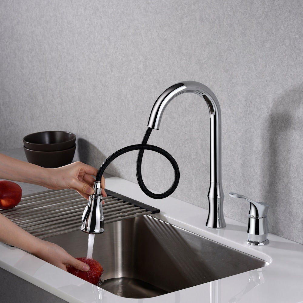 Hillwood Single-Handle Pull-Down Sprayer Kitchen Faucet in Chrome