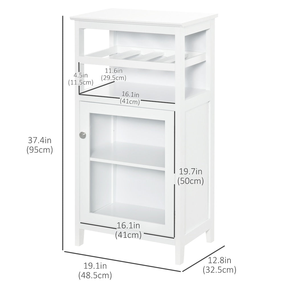 Wine Cabinet with 4 Bottle Wine Rack, Shelves, Acrylic Door, White