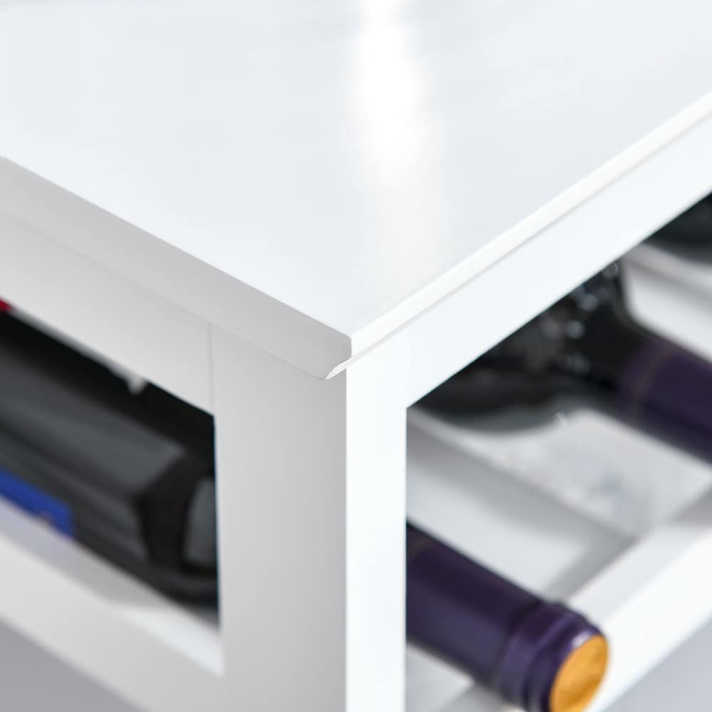 Wine Cabinet with 4 Bottle Wine Rack, Shelves, Acrylic Door, White