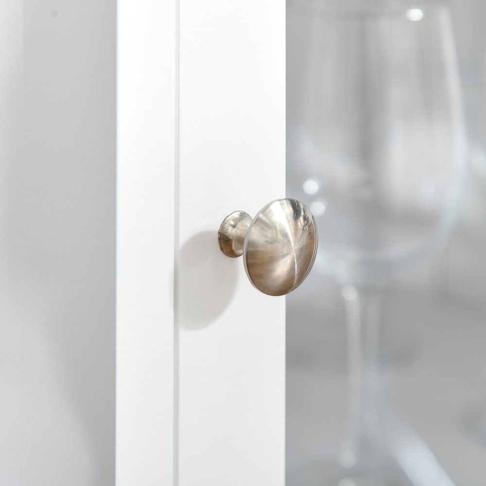 Wine Cabinet with 4 Bottle Wine Rack, Shelves, Acrylic Door, White