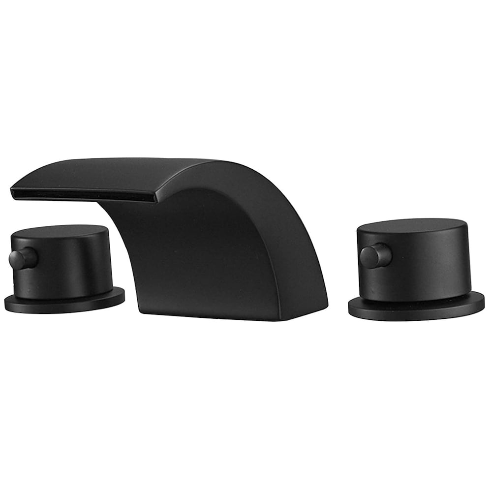 Robinet de salle de bain à 2 poignées de 8 pouces avec lumière LED et drain en noir mat