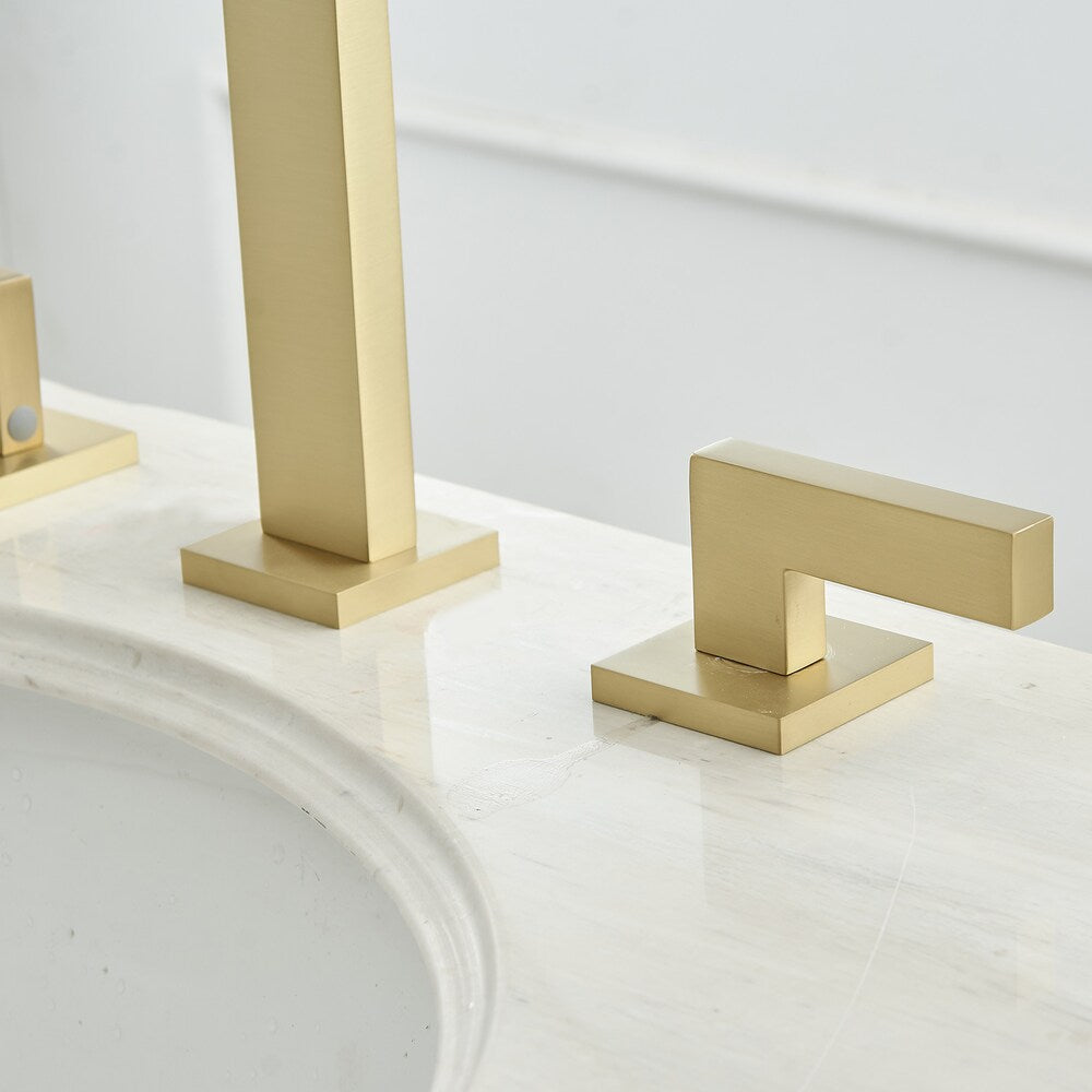 Robinet de salle de bain à double poignée de 8 pouces avec tuyau d'alimentation en or brossé