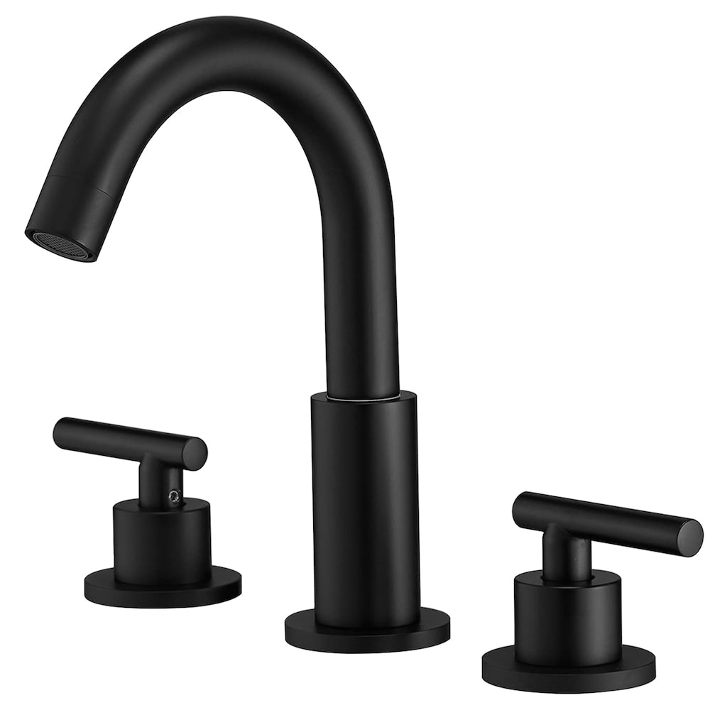 Robinet de salle de bain à double poignée de 8 pouces avec ensemble de vidange escamotable en noir mat