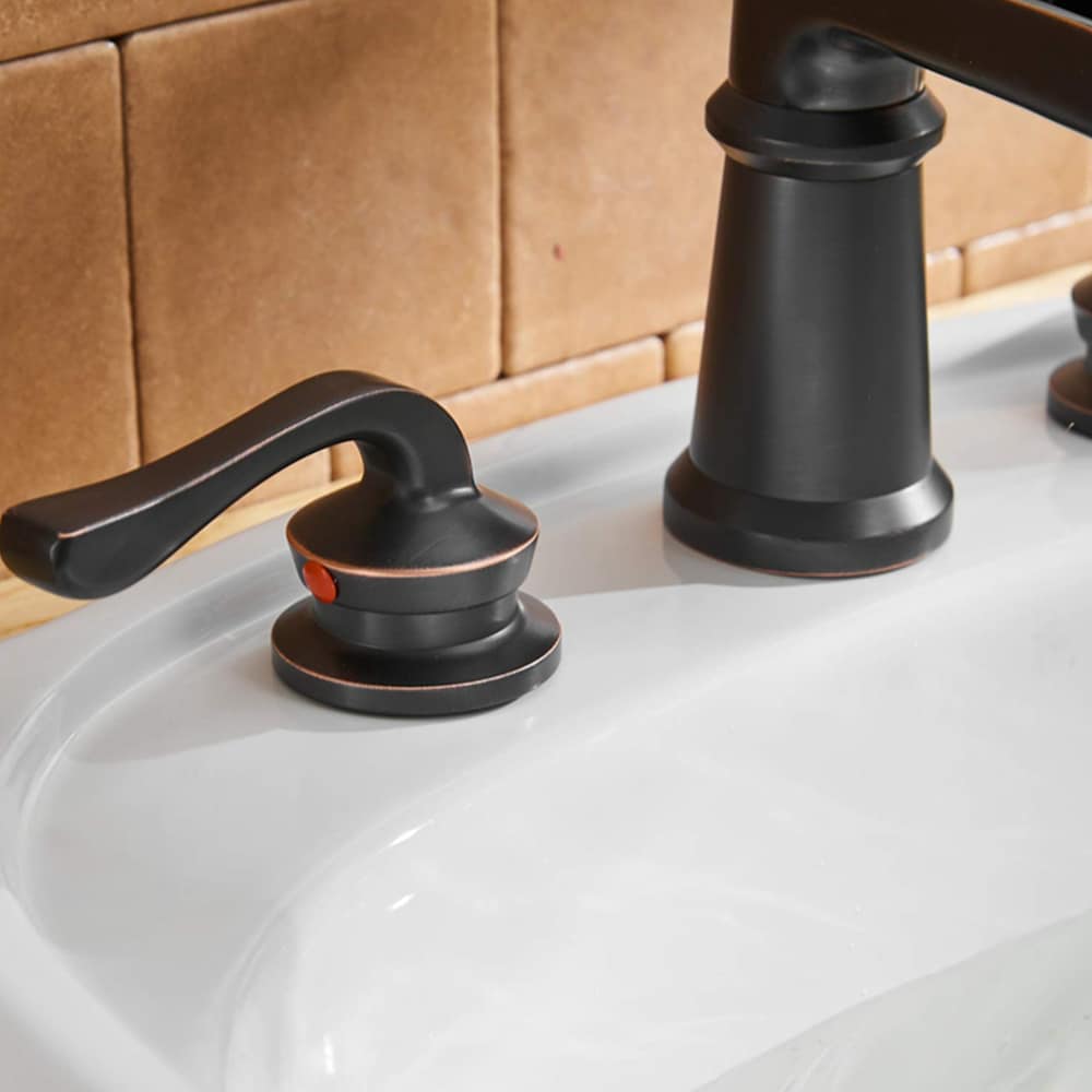 Robinet de salle de bain à 2 poignées et cascade de 8 pouces avec ensemble de vidange escamotable en bronze huilé