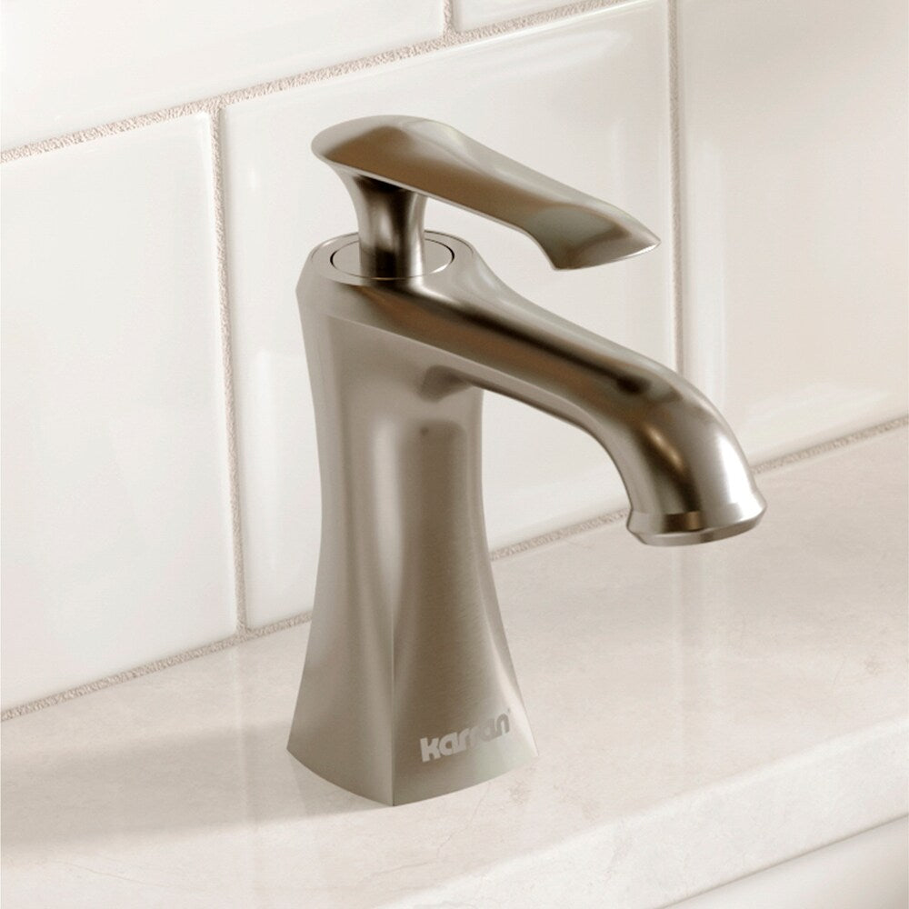 Woodburn Single Hole Single Handle Bathroom Faucet with Matching Pop-Up Drain in Stainless Steel
