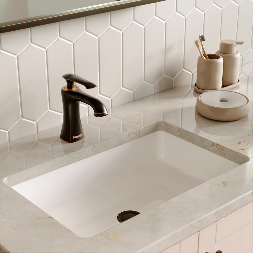 Woodburn Single Hole Single Handle Bathroom Faucet with Matching Pop-Up Drain in Oil Rubbed Bronze