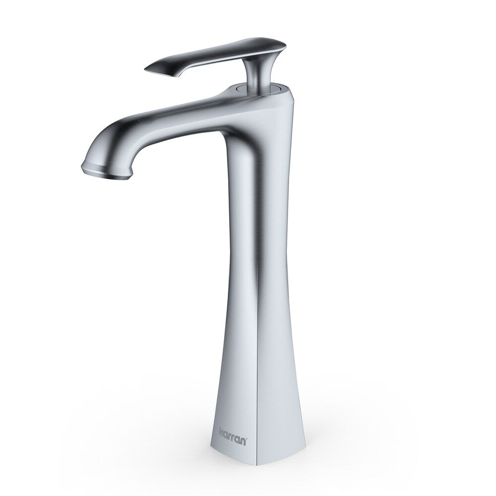 Woodburn Single Hole 1-Handle Vessel Bathroom Faucet with Matching Pop-Up Drain in Stainless Steel
