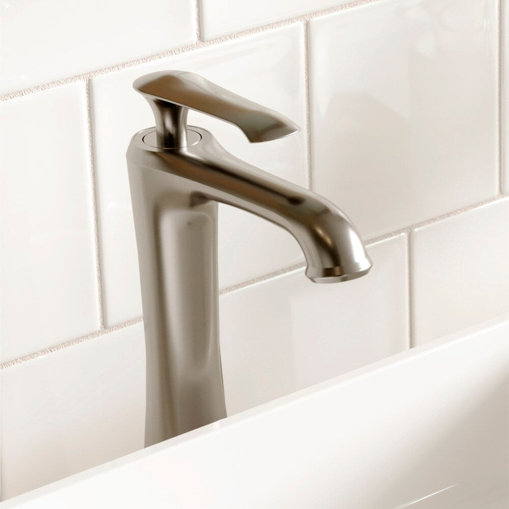 Woodburn Single Hole 1-Handle Vessel Bathroom Faucet with Matching Pop-Up Drain in Stainless Steel