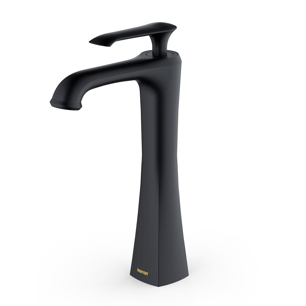 Woodburn Single Hole Single Handle Vessel Bathroom Faucet with Matching Pop-Up Drain in Matte Black
