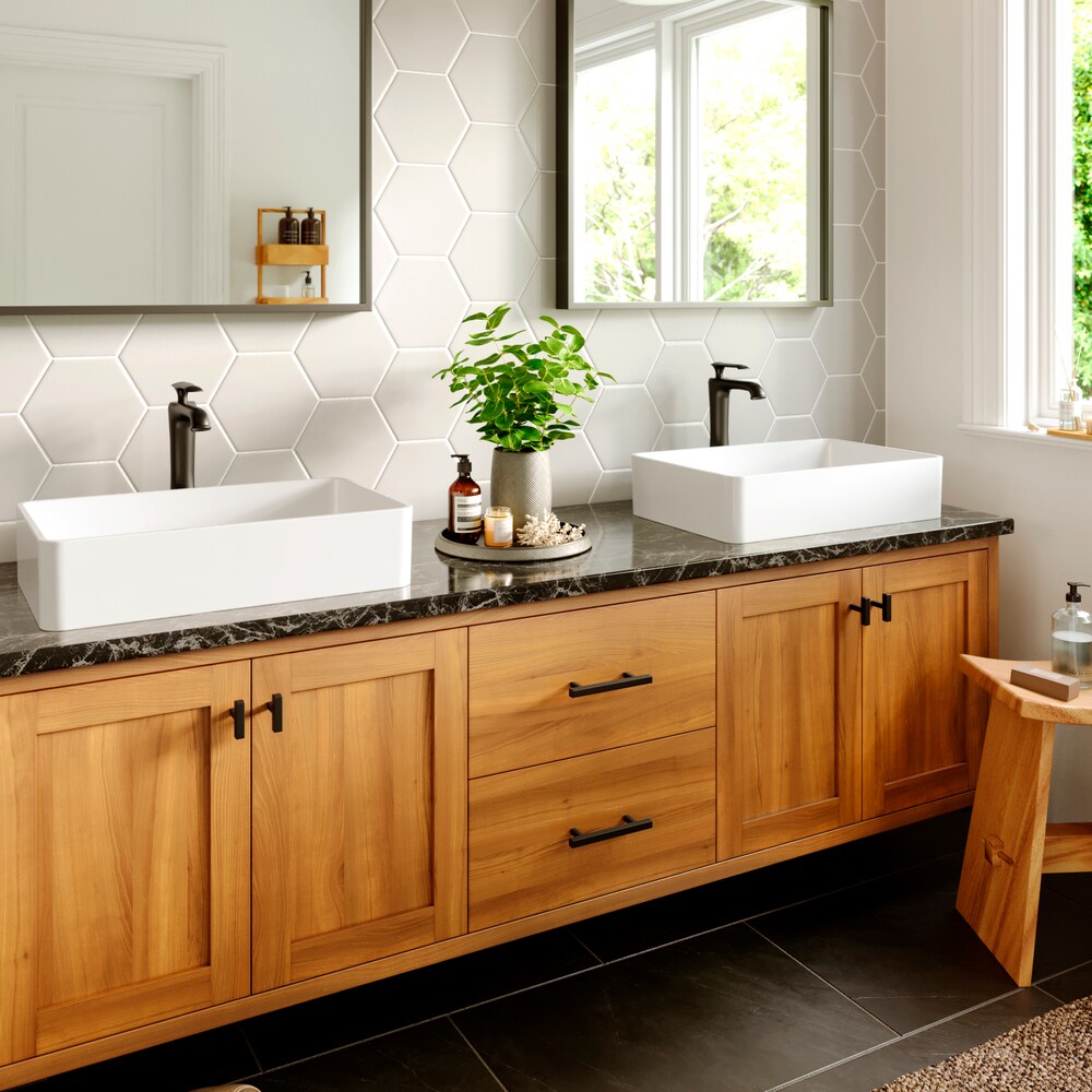 Woodburn Single Hole Single Handle Vessel Bathroom Faucet with Matching Pop-Up Drain in Matte Black