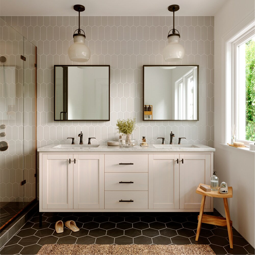 Woodburn Widespread Three-Hole 2-lever Bathroom Faucet-Matching Pop-Up Drain in Oil Rubbed Bronze