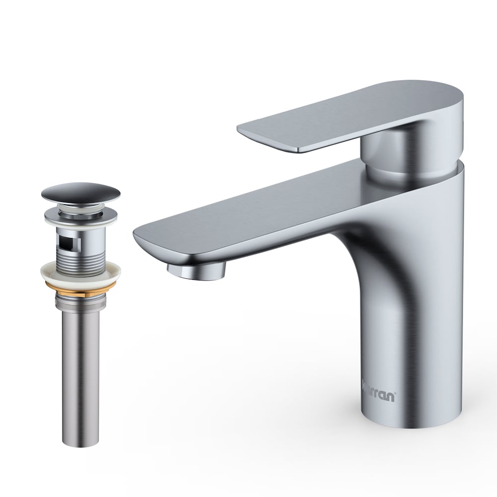 Kayes Single Hole Single Handle Basin Bathroom Faucet with Matching Pop-up Drain in Stainless Steel