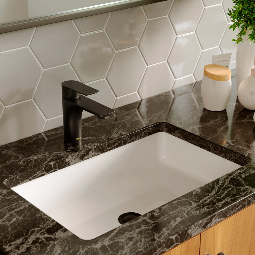 Kayes Single Hole Single Handle Basin Bathroom Faucet with Matching Pop-up Drain in Matte Black