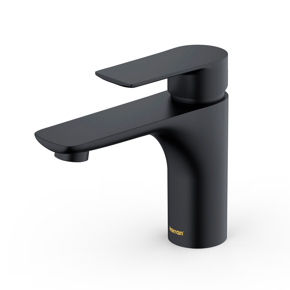 Kayes Single Hole Single Handle Basin Bathroom Faucet with Matching Pop-up Drain in Matte Black
