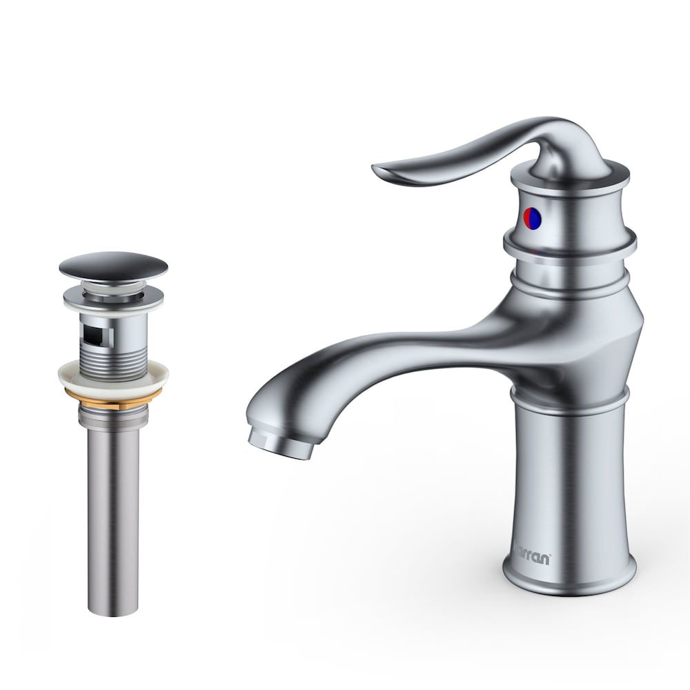 Dartford Single Hole Single Handle Basin Bathroom Faucet-Matching Pop-up Drain in Stainless Steel