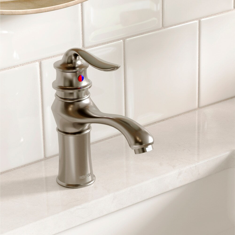 Dartford Single Hole Single Handle Basin Bathroom Faucet-Matching Pop-up Drain in Stainless Steel