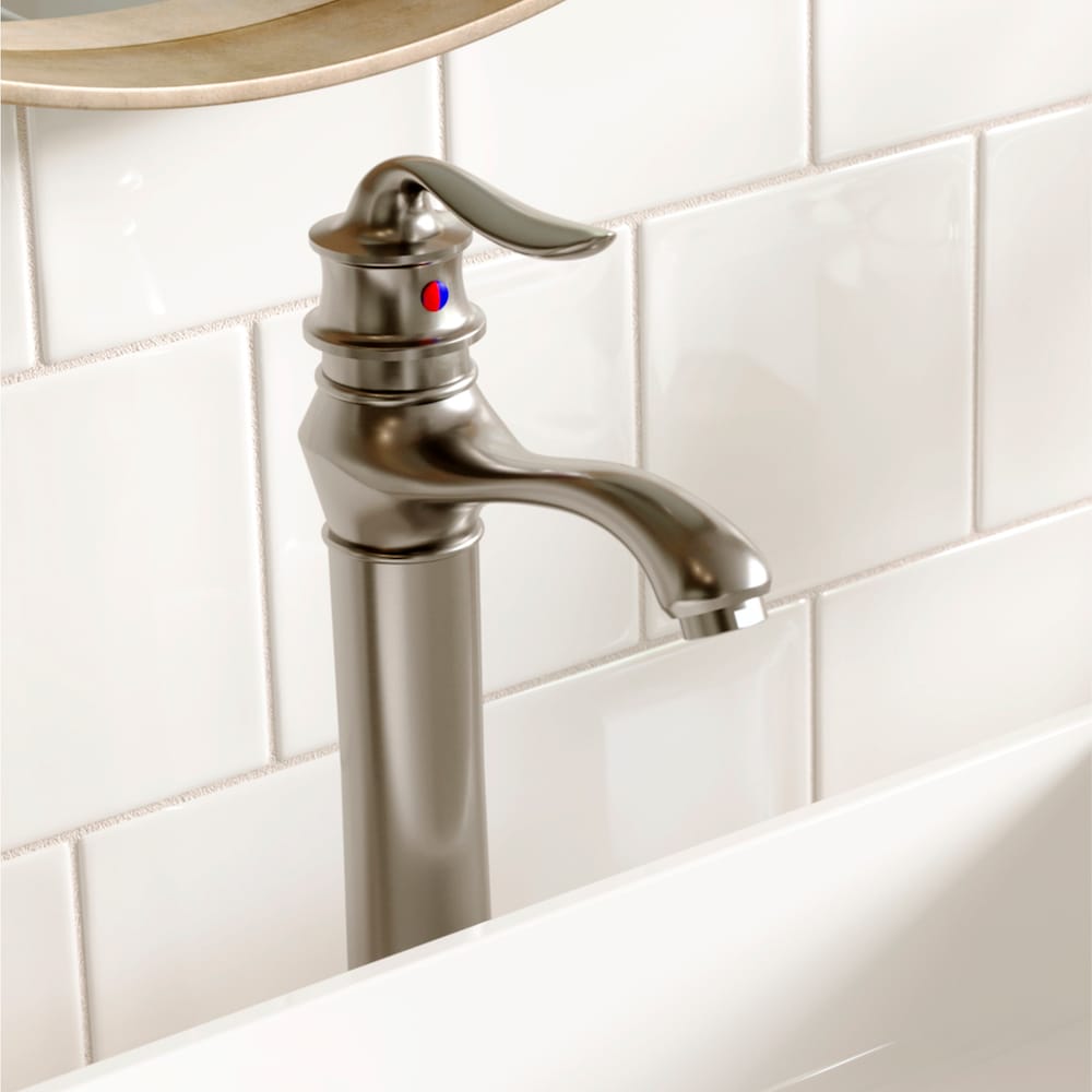 Dartford Single Hole Single Handle Vessel Bathroom Faucet-Matching Pop-up Drain in Stainless Steel