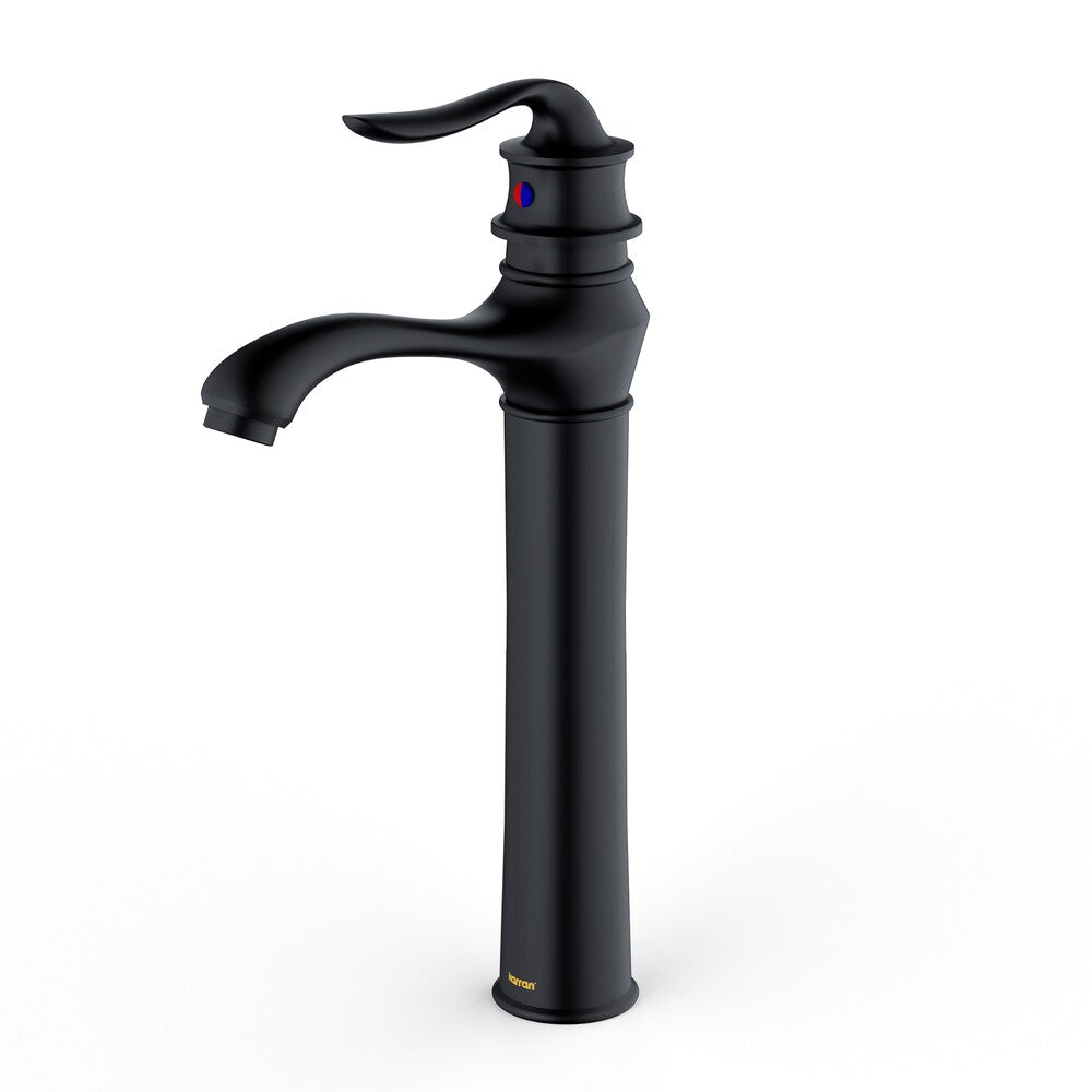 Dartford Single Hole Single Handle Vessel Bathroom Faucet with Matching Pop-up Drain in Matte Black