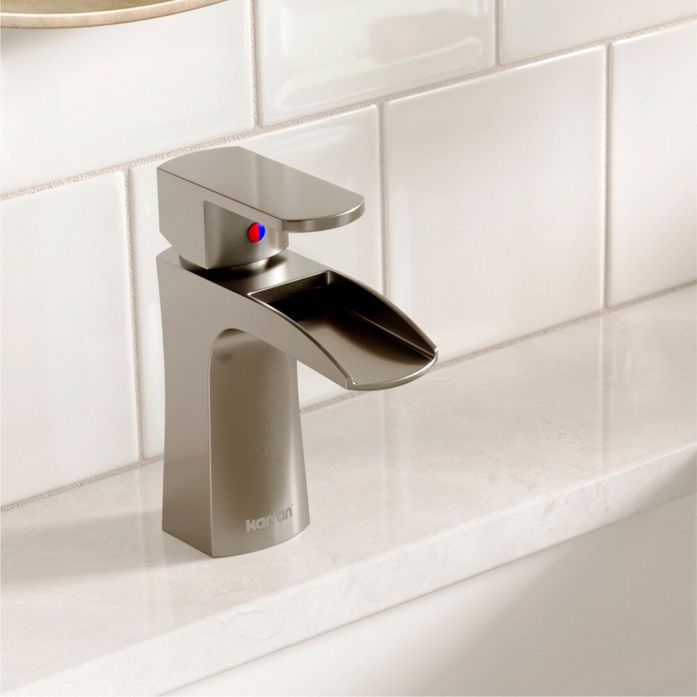 Kassel Single Hole Single Handle Basin Bathroom Faucet with Matching Pop-up Drain in Stainless Steel