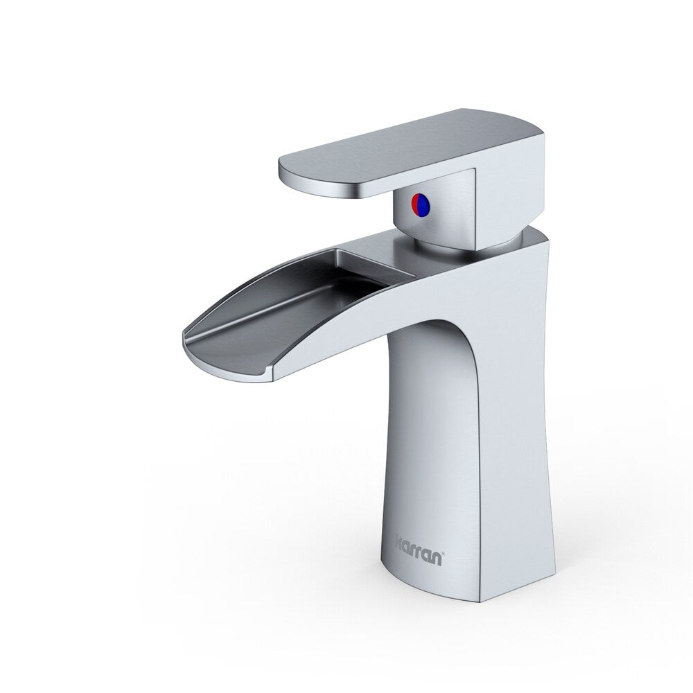 Kassel Single Hole Single Handle Basin Bathroom Faucet with Matching Pop-up Drain in Stainless Steel