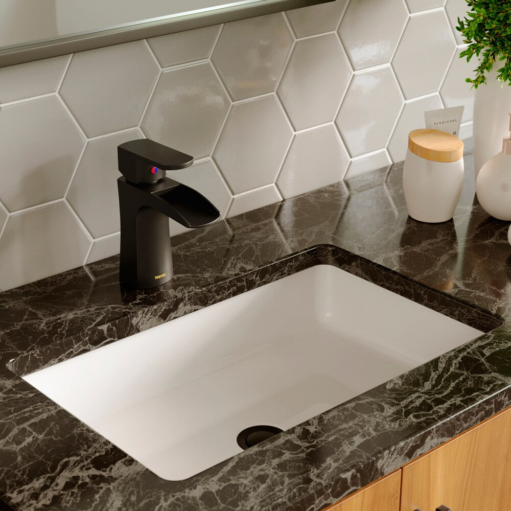 Kassel Single Hole Single Handle Basin Bathroom Faucet with Matching Pop-up Drain in Matte Black