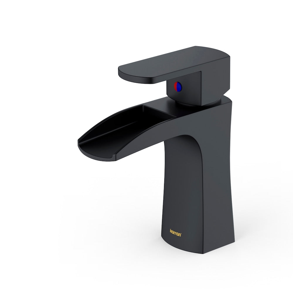 Kassel Single Hole Single Handle Basin Bathroom Faucet with Matching Pop-up Drain in Matte Black