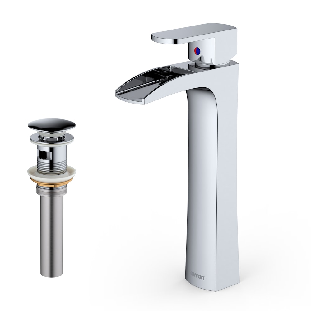 Kassel Single Hole Single Handle Vessel Bathroom Faucet with Matching Pop-up Drain in Chrome