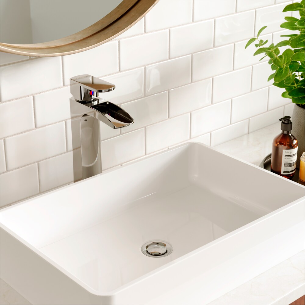 Kassel Single Hole Single Handle Vessel Bathroom Faucet with Matching Pop-up Drain in Chrome