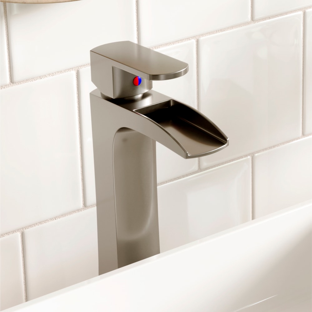 Kassel Single Hole Single Handle Vessel Bathroom Faucet-Matching Pop-up Drain in Stainless Steel