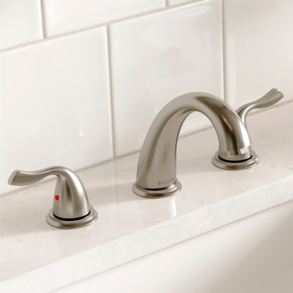 Fulham Three Hole Two Handle Widespread Bathroom Faucet-Matching Pop-up Drain in Stainless Steel