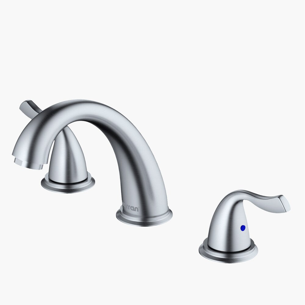 Fulham Three Hole Two Handle Widespread Bathroom Faucet-Matching Pop-up Drain in Stainless Steel