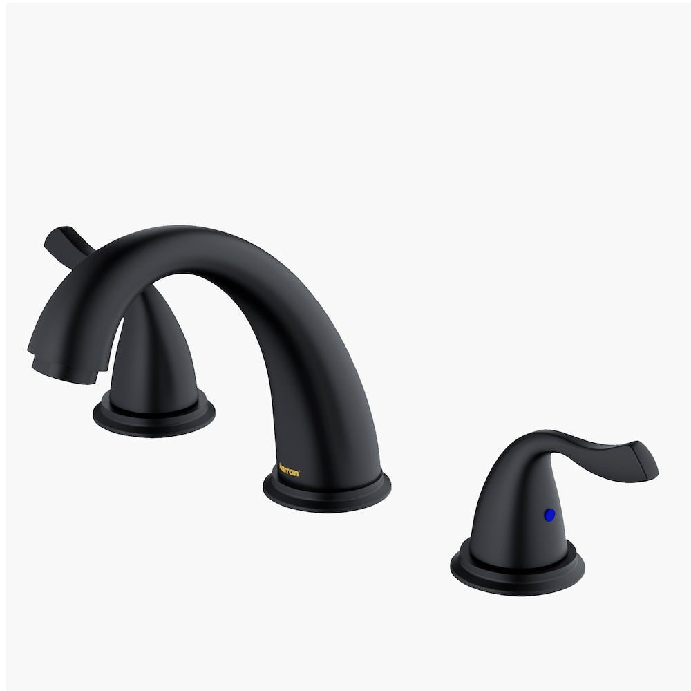 Fulham Three Hole Two Handle Widespread Bathroom Faucet with Matching Pop-up Drain in Matte Black