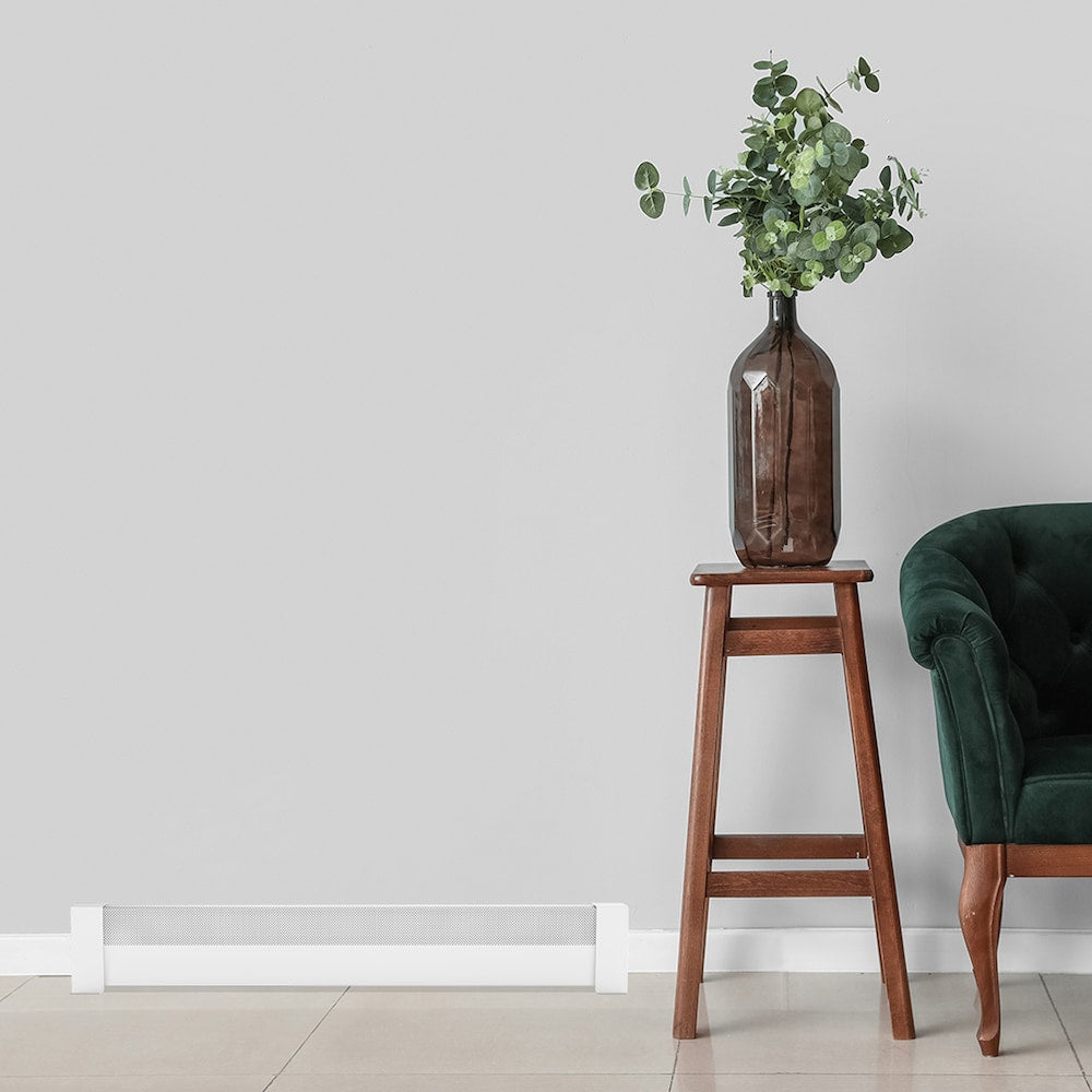 Basic Series 5 ft. Galvanized Steel Easy Slip-On Baseboard Heater Cover + End Caps Bundle in White