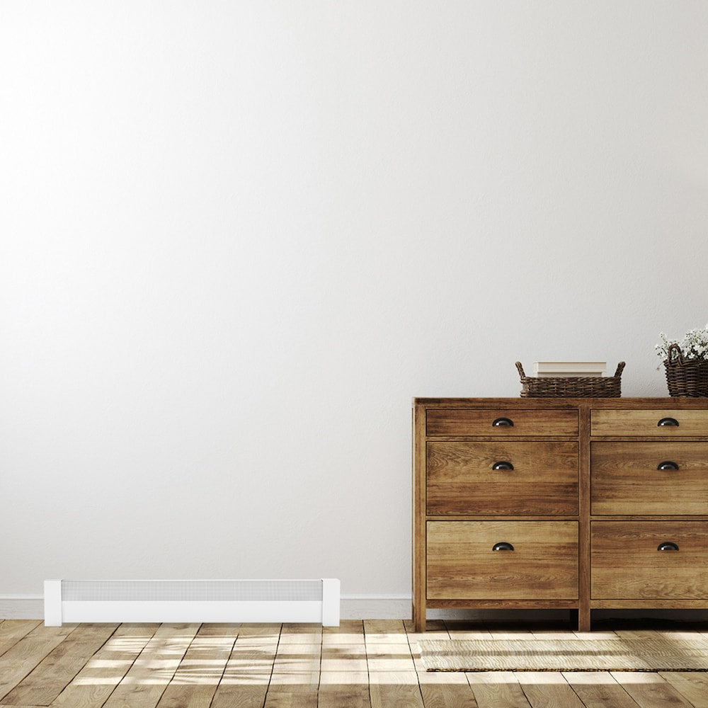 Basic Series 6 ft. Galvanized Steel Easy Slip-On Baseboard Heater Cover + End Caps Bundle in White