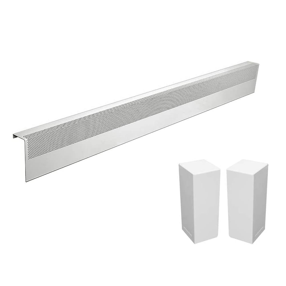 Basic Series 6 ft. Galvanized Steel Easy Slip-On Baseboard Heater Cover + End Caps Bundle in White
